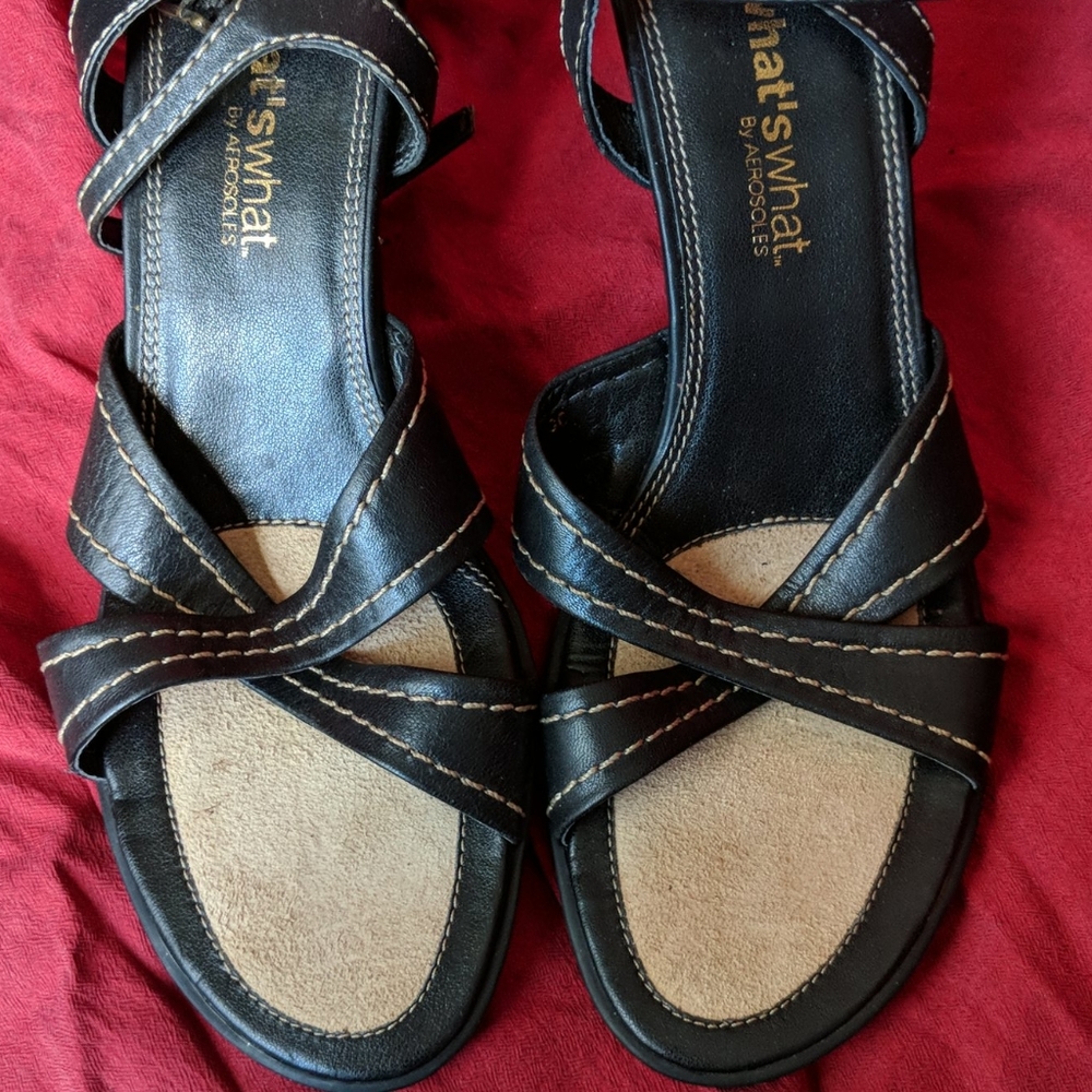 New aerosoles comfort leather sandal heel - Picture 2 of 6